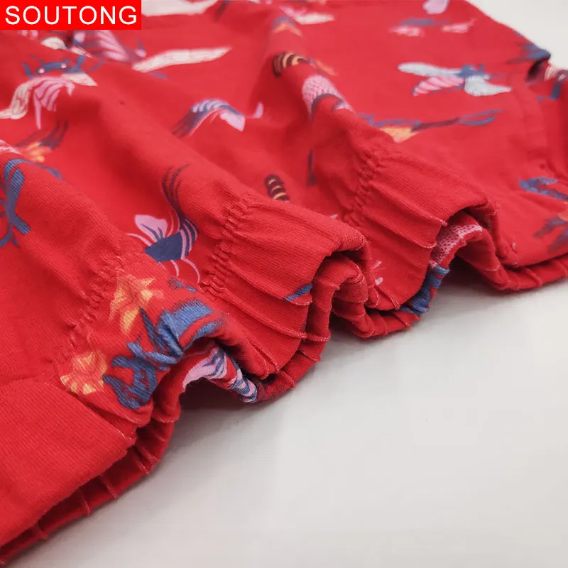 Soutong, мужское нижнее белье, летние боксеры, мужские красные повседневные шорты, домашние свободные мужские шорты, мужские трусы для сна, домашние трусы