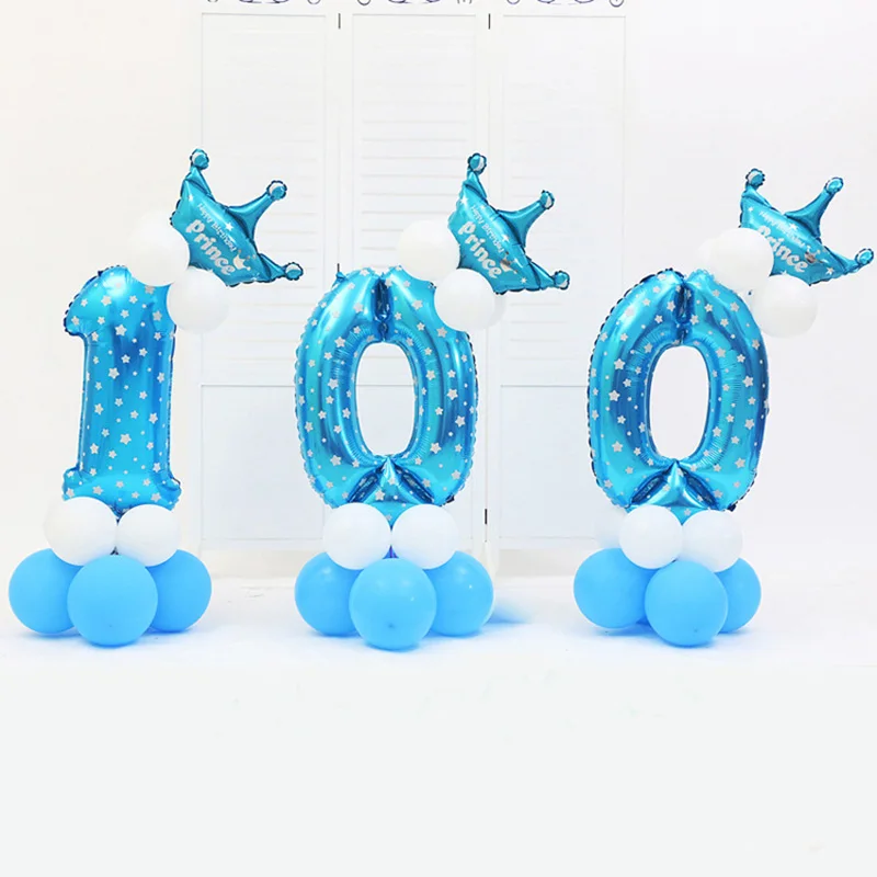 NEW 17PCS Blue Pink Foil Number birthday balloons party decorations kids Boy Girl Princess Party Balloon anniversaire | Дом и сад