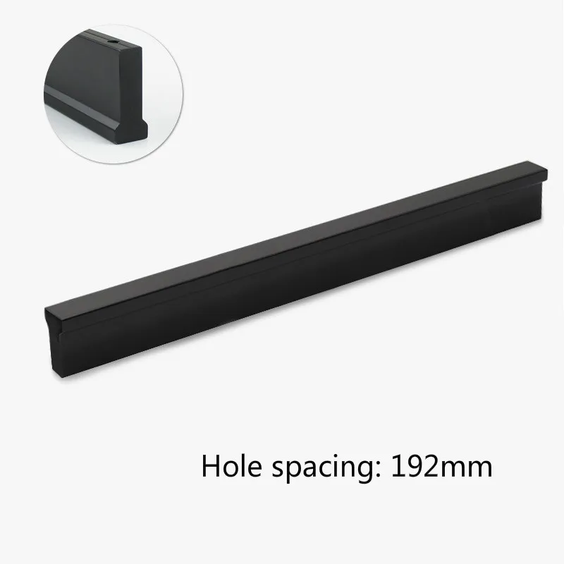 black CC192mm Современный минималистичный скандинавский медный золотая для шкафа Ручка дверного шкафа алюминиевый сплав гардероб увеличивающий длинный черный шкафчик - Цвет: black CC192mm