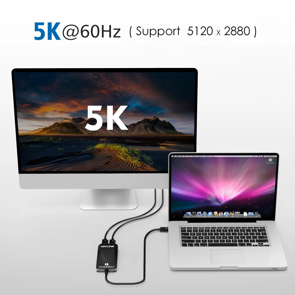 Wavlink USB C type c Thunderbolt 3 к двойному адаптеру DisplayPort DP поддерживает 2 UHD 4K @ 60Hz или 5 K