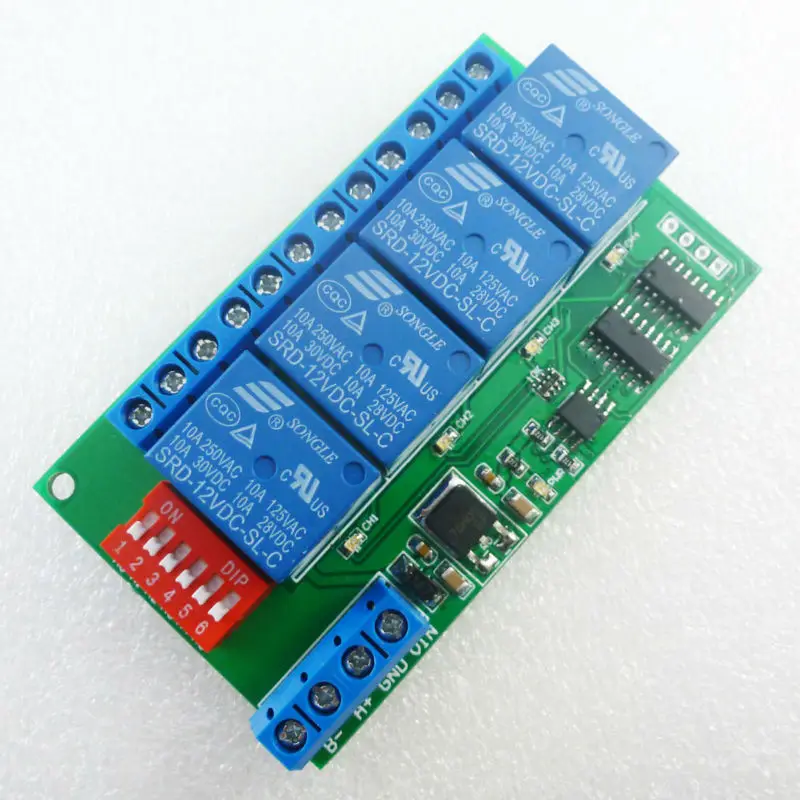 4 Канальный Релейный Модуль DC 12 В RS485 CE040 модуль Modbus RTU & AT переключатель