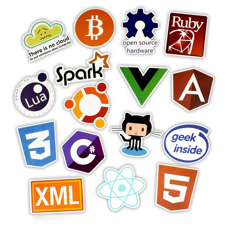 50 шт. интернет-Java JS Php Html наклейки Cloud Docker Bitcoin программируемый язык приложение