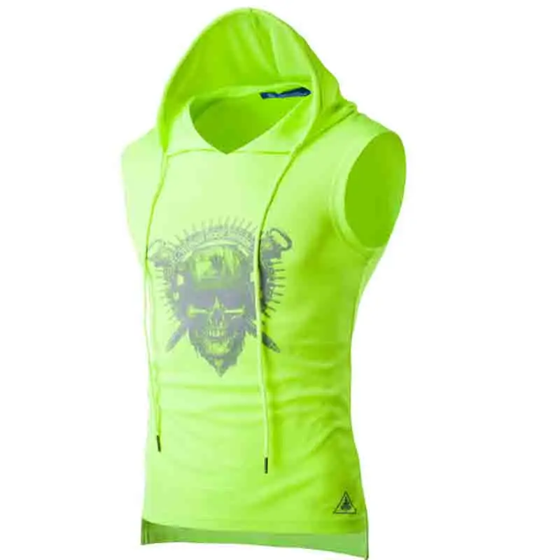 

NEW 2021 Fashion Summer skeleton Printed sport Fitness running dance Hip hop hoodies cotton vest sleeveless garment Tank Tops
