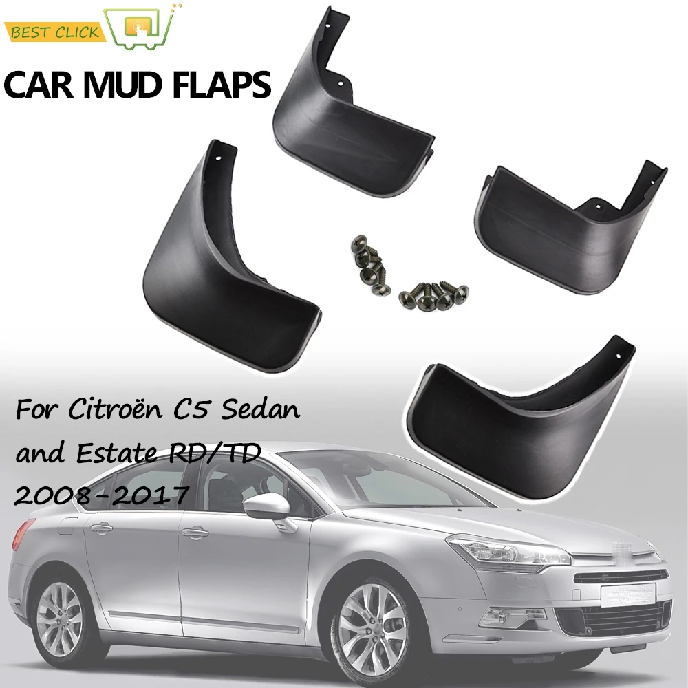 

Set Molded Car Mud Flaps Front Rear Mudflaps Splash Guards For Citroen C5 2008 - 2017 Mud Flap Mudguards Fender