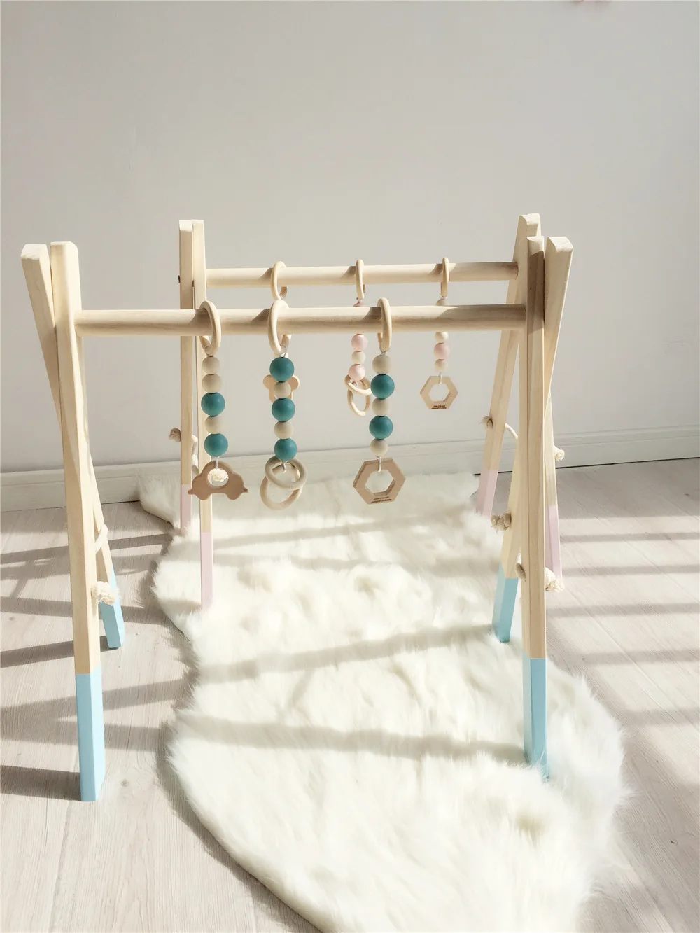 Nordic Baby Gym Play Nursery Sensory Ring-pull Toy Wooden Frame Infant Room Toddler Clothes Rack Christmas Gift Kids Room Decor