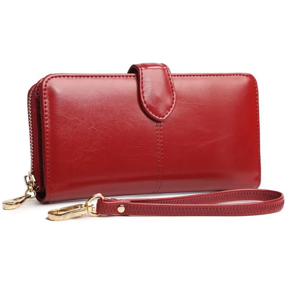 2018 100% Oil Wax Cowhide Leather Women Wallet Phone Pocket Purse Female Card Holder Lady Clutch Carteira Feminina | Багаж и сумки