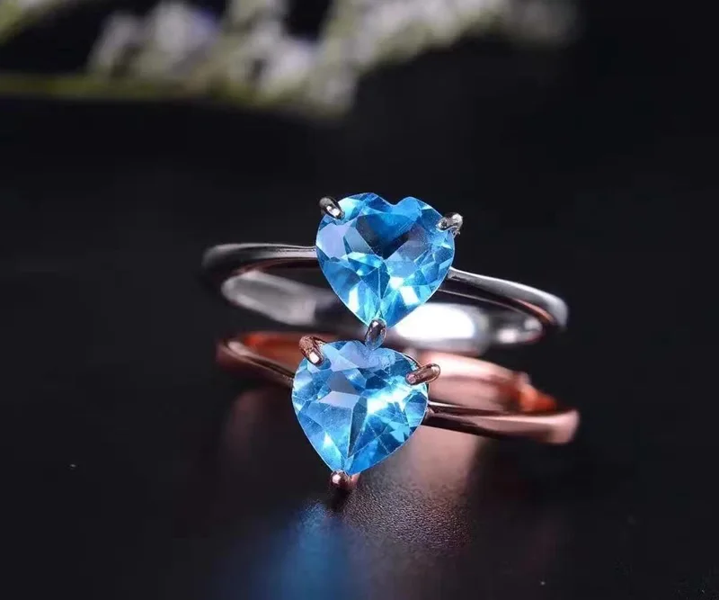 KJJEAXCMY Fine jewelry Natural Topaz Ring in Sterling Silver with 1 Carat Blue Women's | Украшения и аксессуары