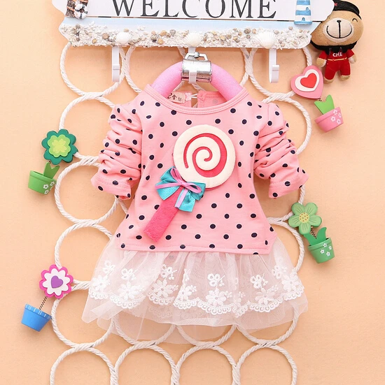 Девушки весной платье точка украсьте с рукавами милая девушка большой леденец