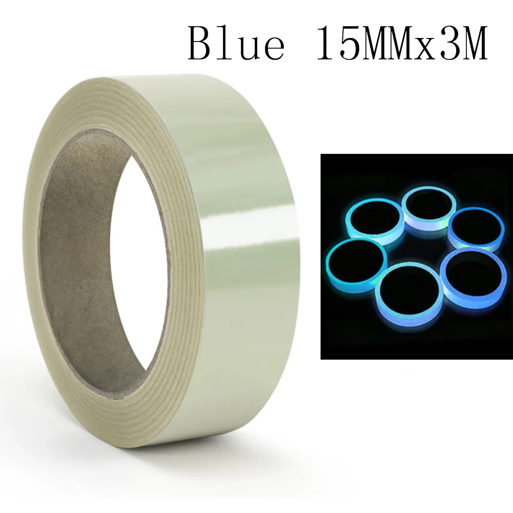 Blue 15MMx3M Светоотражающий светящийся скотч самоклеющаяся наклейка Съемная светящаяся лента Флуоресцентные светящиеся темные яркие Предупреждение ющие ленты Прямая поставка - Цвет: Blue 15MMx3M