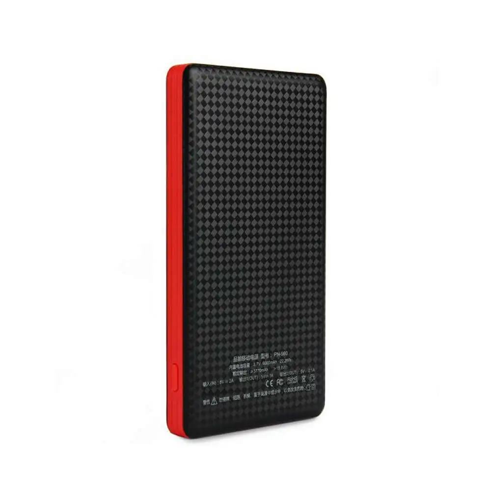 Портативное зарядное устройство Pineng PN960 с двумя USB портами 6000 мАч для iPhone X Samsung