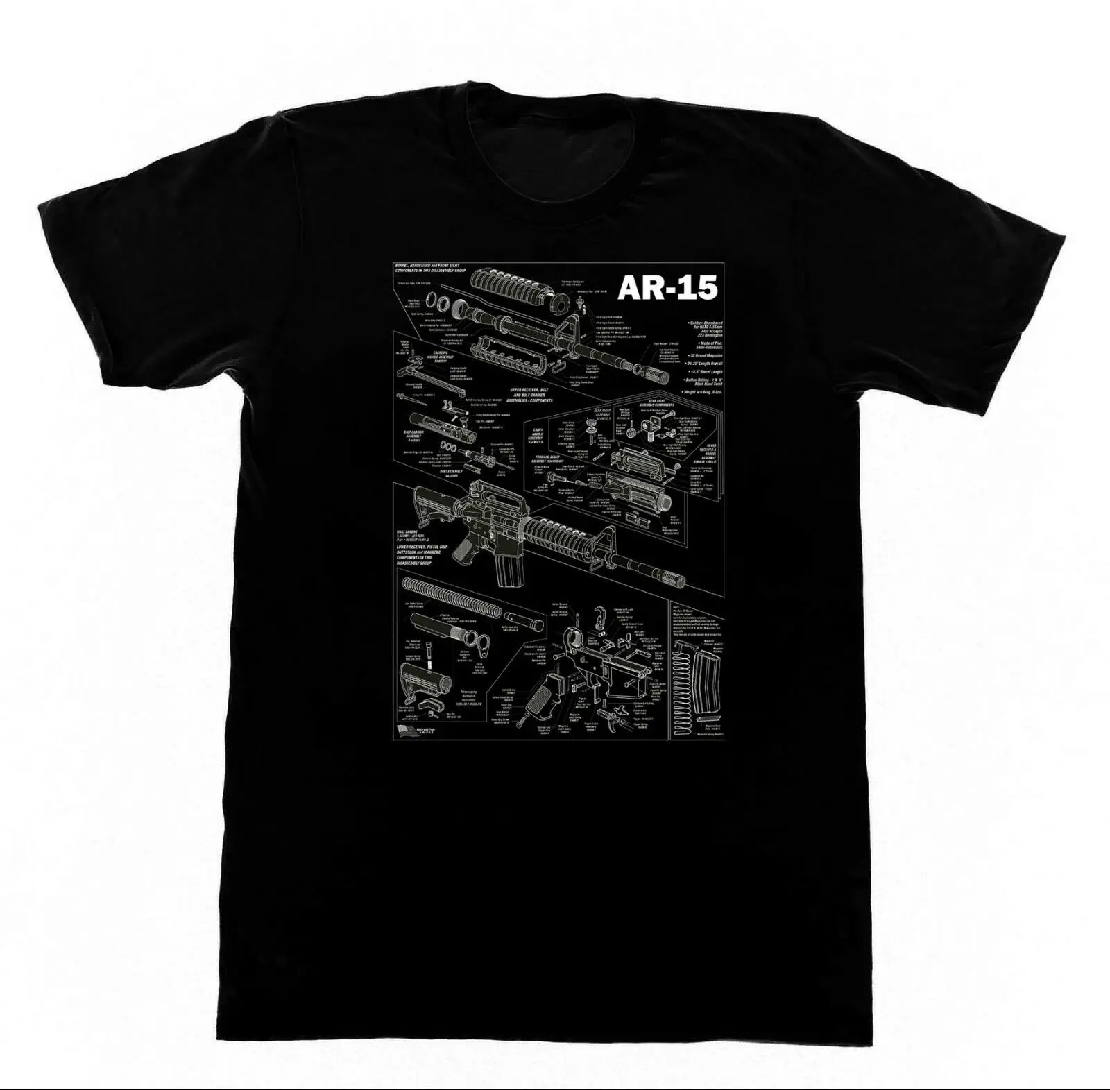 AR-15 - M-16 Blueprint Tshirt G6 Shirt M16 AR15 AK47 AK-47 Army Marines Taliban | Мужская одежда