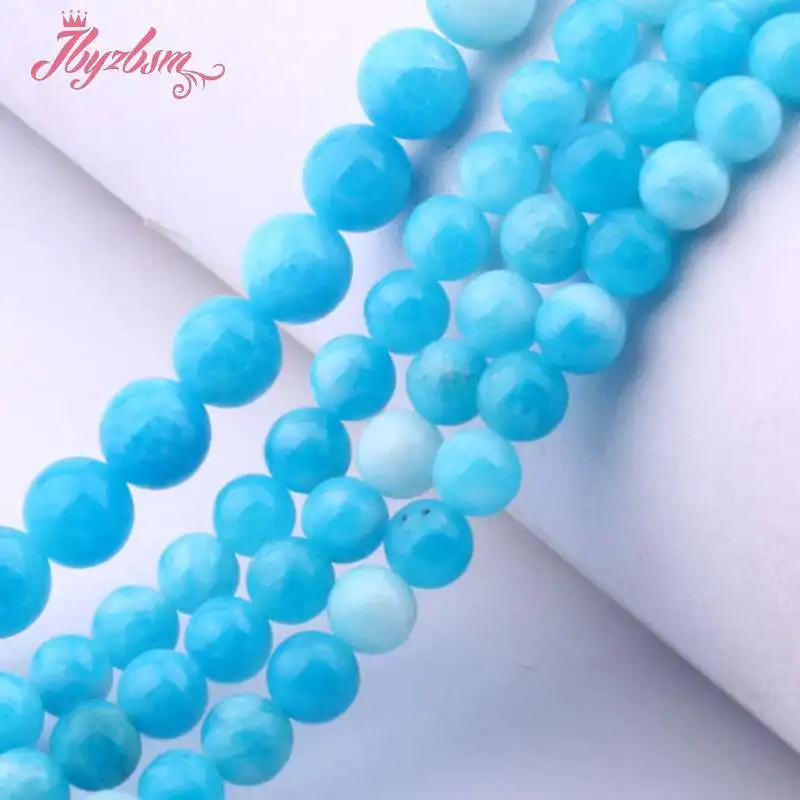 6 8 10 12mm Smooth Round Beads Ball Candy Skyblue Jades Stone For Necklace Bracelets Jewelry Making 15&quot Free Shipping | Украшения и