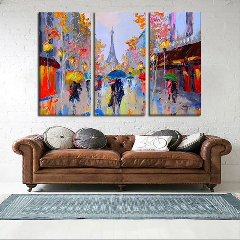 3 шт./лот Романтический Париж Ручная роспись Современная Абстрактная масляная