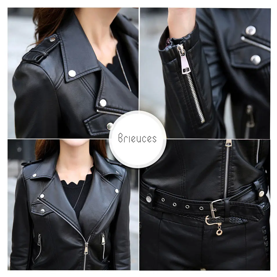 Brieuces 2017 Spring And Autumn Women Leather Coat Female Slim Plus Size S-3XL Fashion Jacket Women's Outerwear | Женская одежда