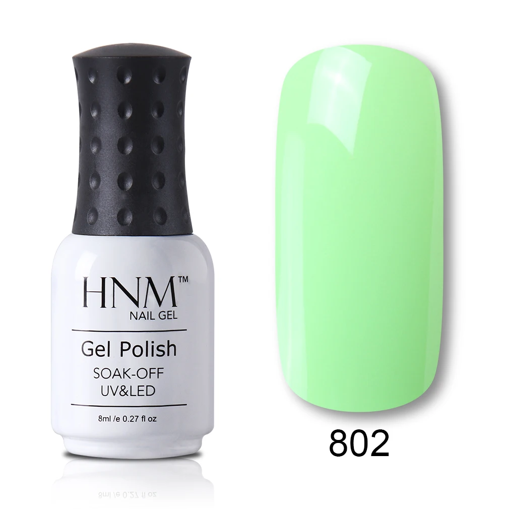 green 802 HNM 8 мл синий красный розовый зеленый желтый цвет уф гель лак для ногтей светодиодный светильник полупостоянный лак Hybird основа топ праймер маникюр - Цвет: green 802