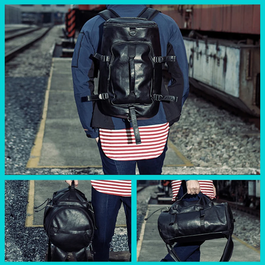 NEWBOLER Gym Bag Leather sac de Sport Backpack For Men Fitness Training Travel Camping Waterproof Shoulder Sports Duffel | Спорт и