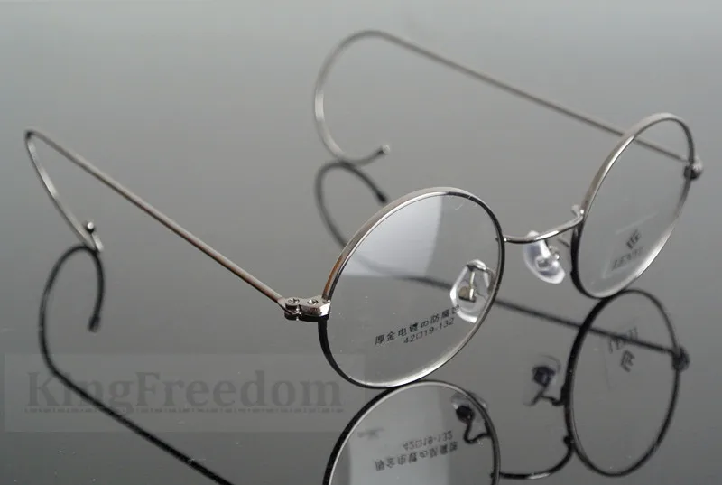 Gunmetal Винтажные круглые оправы для очков 42 мм, оправа для очков John Lennon Steve Jobs, очки с полным ободом Rx able - Цвет оправы: Gunmetal