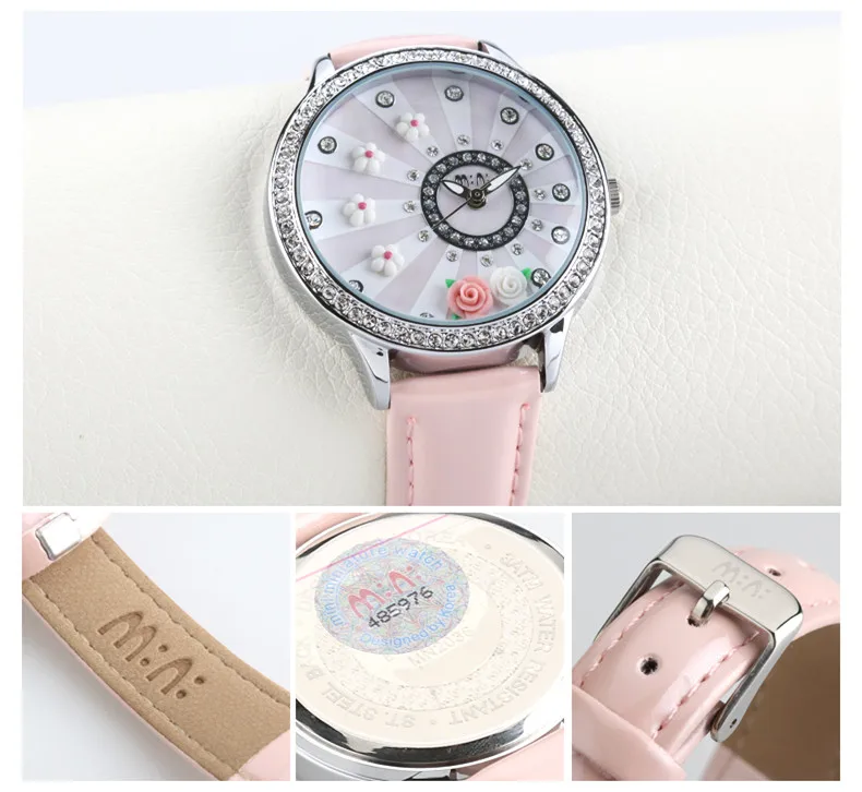 Элегантные романтичные женские часы с глиняным цветком 2015 новый стиль кварцевые