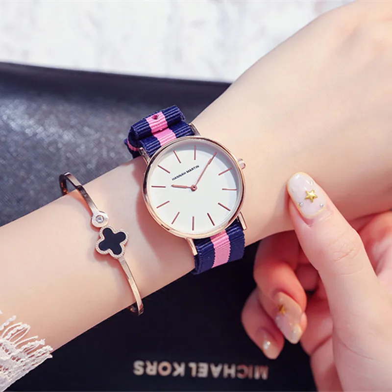 HANNAH MARTIN Fashion Casual Quartz Watch Women Nylon Strap Dress Watches Relojes Hombre Hot Gift relogio feminino | Наручные часы