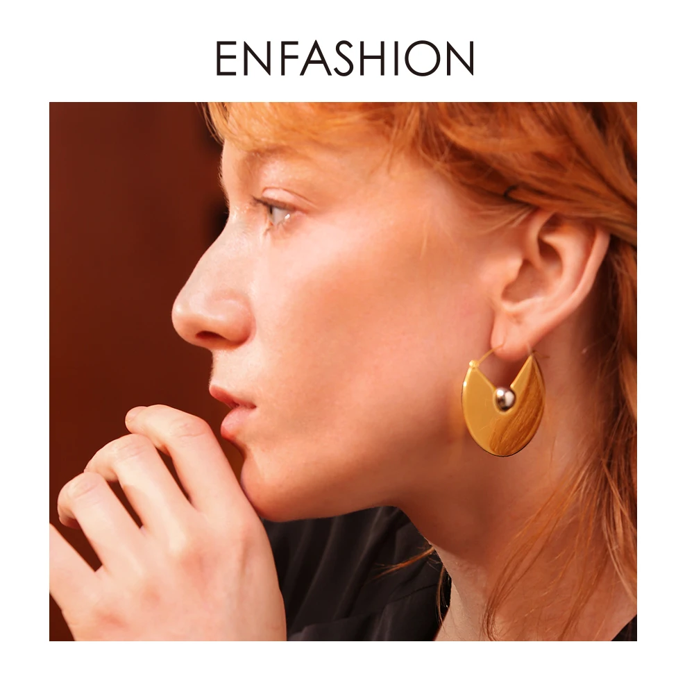 Enfashion панковские геометрические Висячие серьги для женщин массивные большие круглые веерные висячие серьги Модные ювелирные изделия Kolczyki EB181046
