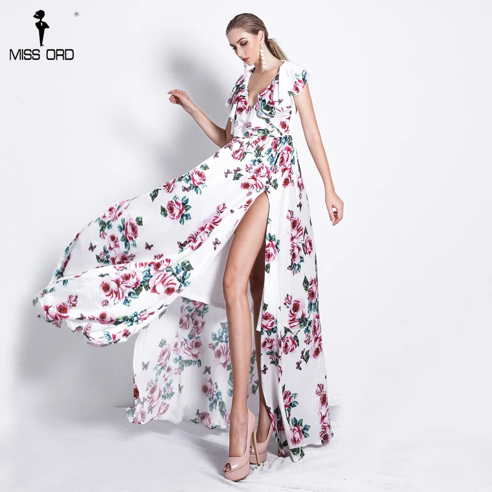 Missord 2019 сексуальное платье с v-образным вырезом и цветочным принтом без рукавов