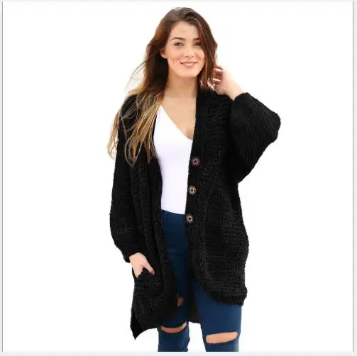 Women Sweater 2018 New Autumn Loose Solid Single-Breasted Cardigans Female Outwear Fashion Casual Long Sleeve Plus Size |