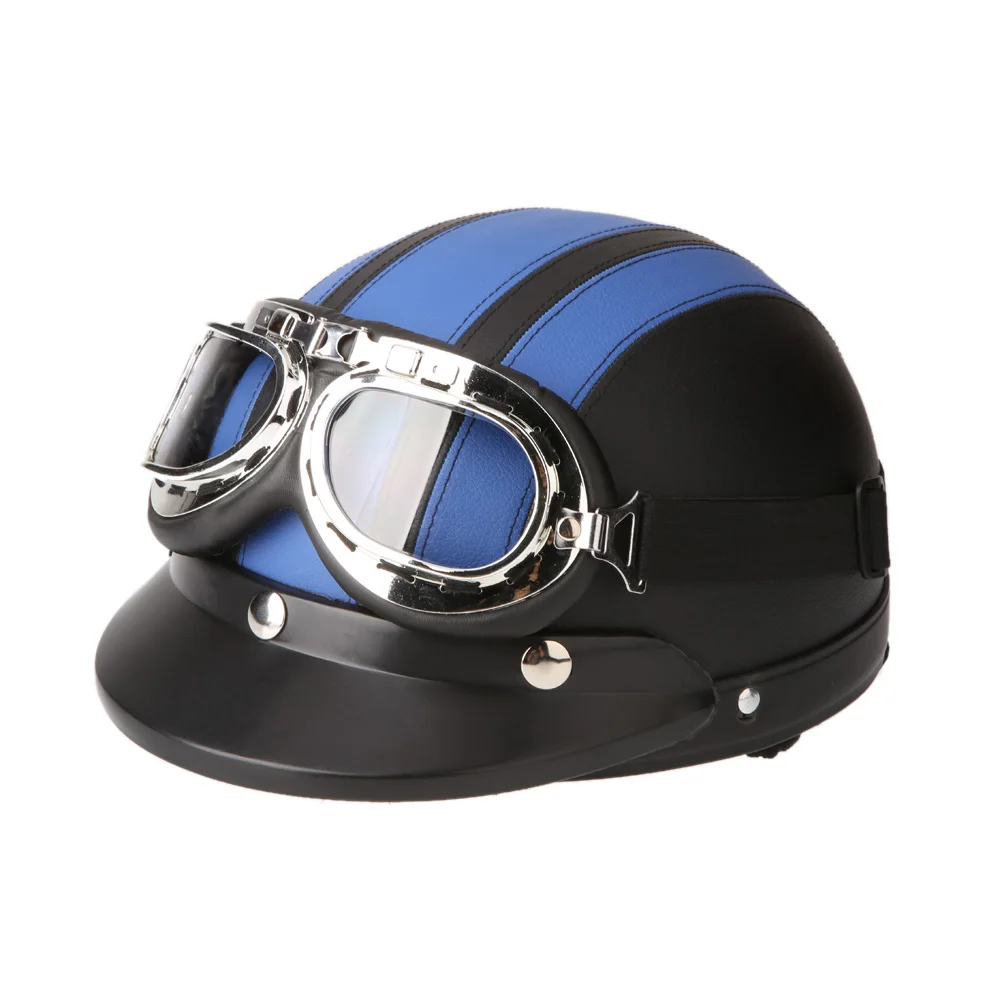 

Motorcycle Helmet Scooter Motorbike Casque Motorcross with Visor Goggle Retro Vintage Style Safty Capacete Glass For Man Woman