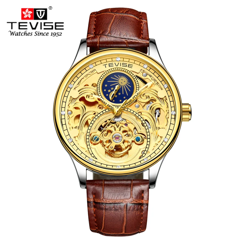 Tourbillon Мужские часы TEVISE оригинальные мужские автоматические само ветер Модные