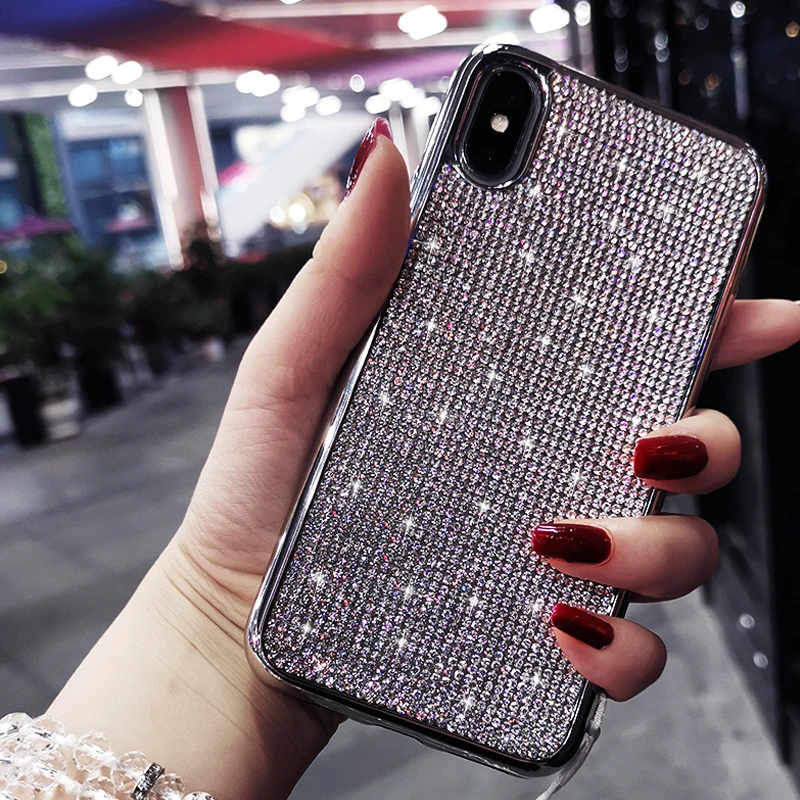 KaiNuEn Роскошный Блестящий Алмазный чехол для телефона etui, чехол, чехол для iphone xs max xr x s r, модные украшения для девочек, силиконовые аксессуары