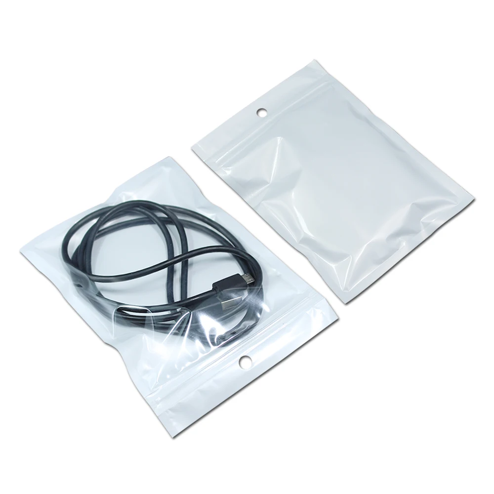Оптовая продажа 7 5*12 см белый/прозрачный самозакрывающийся пластиковый пакет на