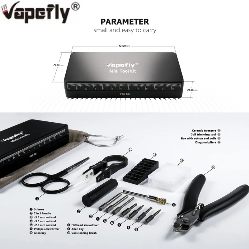 Оригинальный мини набор инструментов Vapefly DIY Инструменты для вейпа ножницы