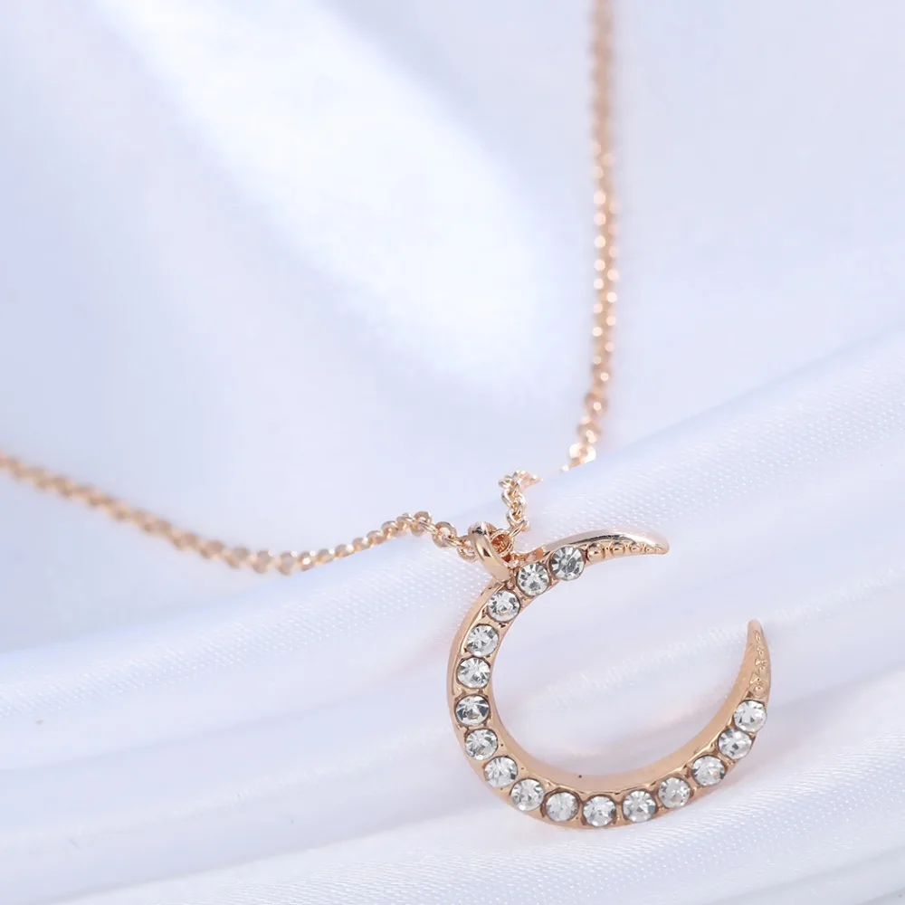 Чандлер бренд покрытый полумесяц лунные ожерелья и кулон для женщин прозрачный