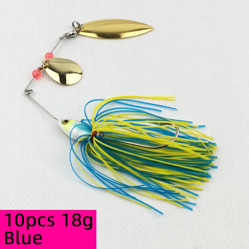 10pcs 18g Blue 10 шт. приманка для рыбалки жесткая Базз флэш-приманки блесна ложка Поворотная басовая Щука быстрый поиск длинные литые приманки - Цвет: 10pcs 18g Blue