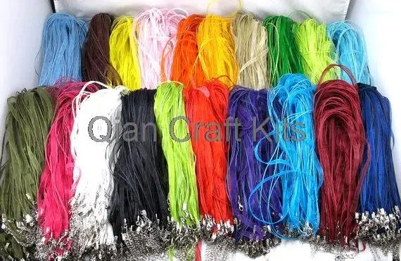 

100pcs mixed colors Organza Ribbon Cord Necklace with lobster clasp adjustable finished 18"