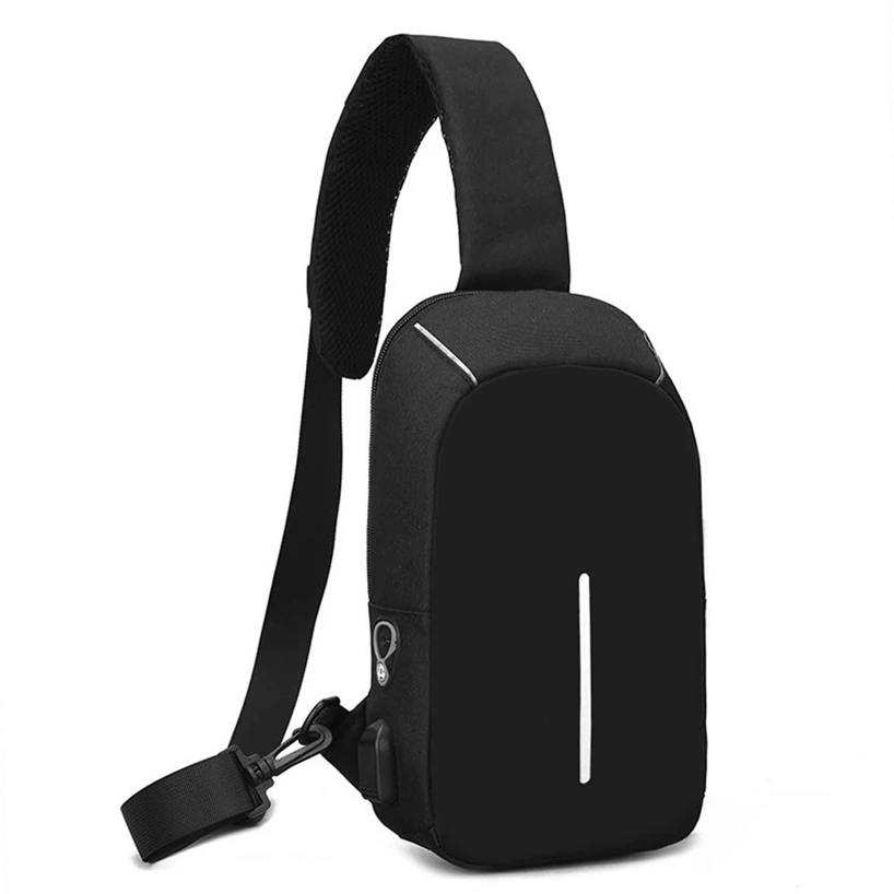 BK Aelicy, сумки через плечо, зарядка через usb, сумки через плечо, мужские, защита от кражи, нагрудная сумка, школьная, короткая, для поездок, мессенджеры, сумка, новое поступление - Цвет: BK