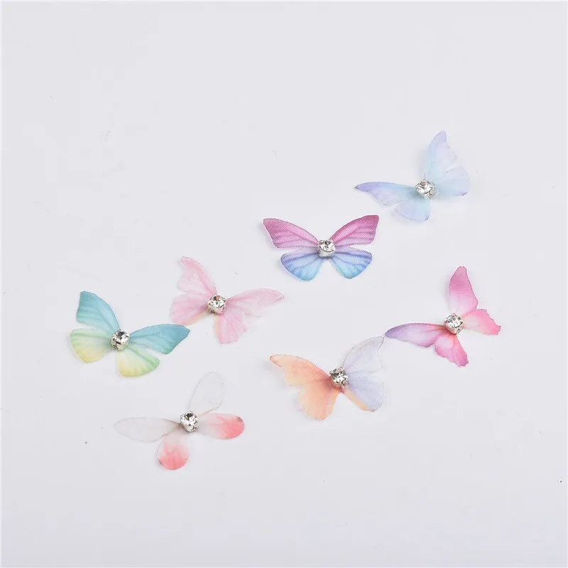 2cm 5pcs/bag 7colors Tulle Translucent Cloth Butterfly Wings Diy Earring Material Accessories Ladies Ear Clip | Украшения и