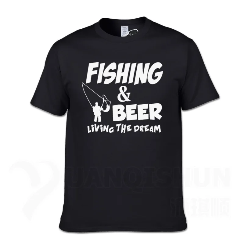Black 1 Футболка с надписью «Fishings» и надписью «Fishinger Beer Fish Live The Dream», футболка с надписью «Sporter Flying Fresh Fun Gift», футболки - Цвет: Black 1