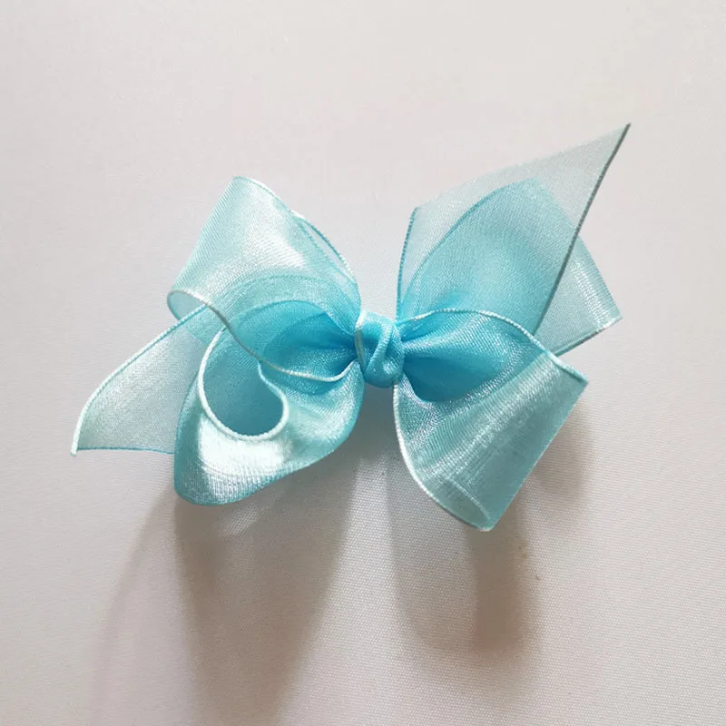 light blue 4 шт. 3 дюйма органза волос Лук Аллигатор заколки для волос аксессуары для маленьких девочек маленькая заколка для волос с бантом клипсы для детей - Цвет: light blue