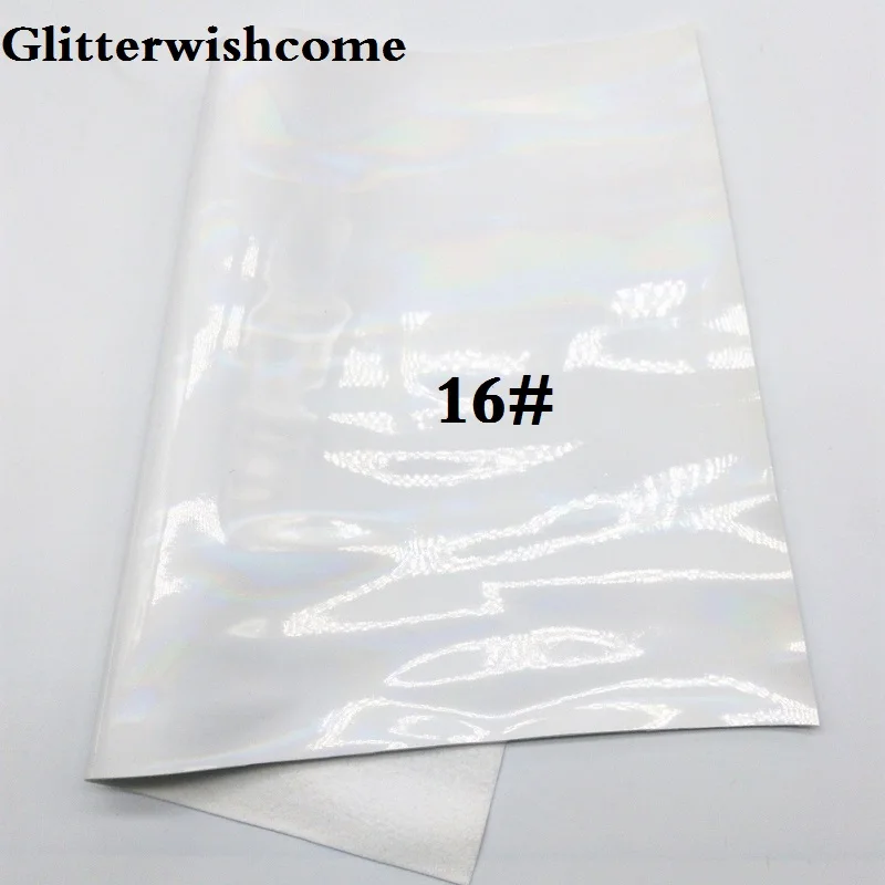 16 Glitterwishcome 30X134 см мини-рулон искусственная кожа ткань переливающийся Гладкий лакированная кожа Fabirc кожа винил для луков, GM009 - Цвет: 16