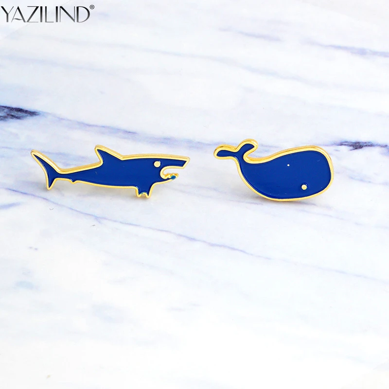 YAZILIND мультфильм животных брошь эмаль Акула КИТ воротник DIY Пряжка джинсовая