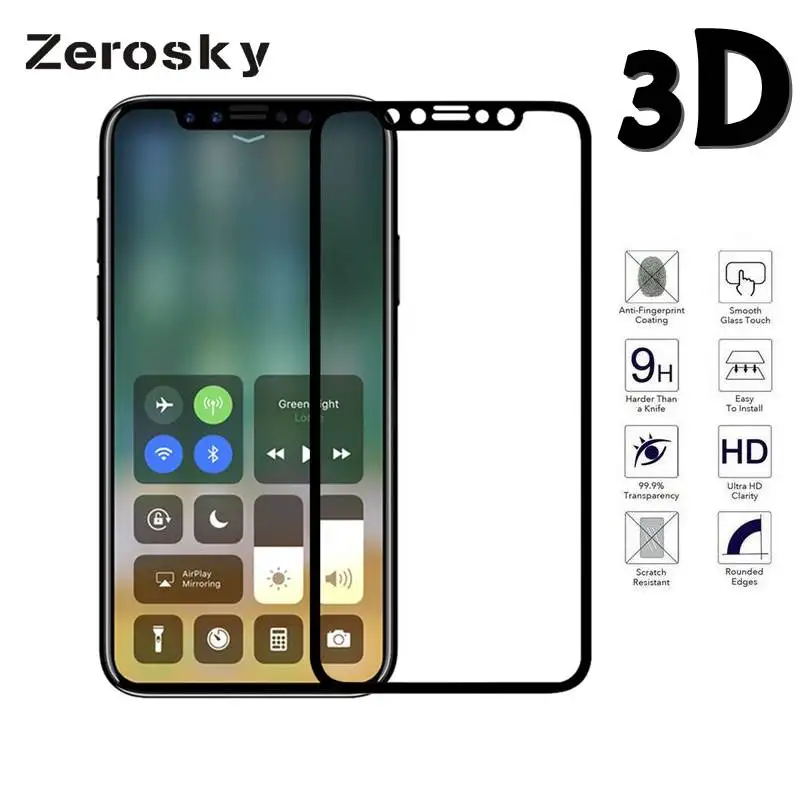 Zerosky защита для экрана из углеродного волокна с круглыми мягкими краями 3D iPhone X