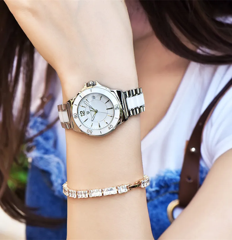 Marca de Moda Relógio de Pulso Pagani Design Relógio Feminino Luxo Branco Cerâmica Pulseira Analógico Montre