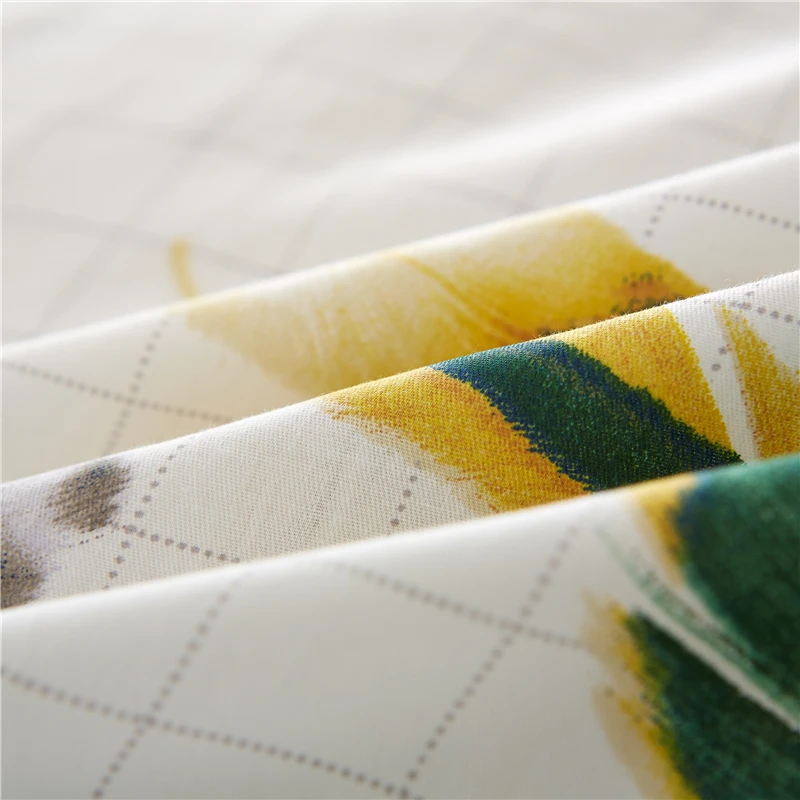 Home Textiles Green Cute Feathers Style 100%Cotton Bedding Sets 4Pcs Of Duvet Cover Bed Sheet Pillowcase King Queen Full Twin | Дом и сад