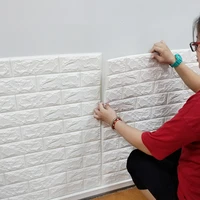 self adhesive wallpaper wall renovation 3d stereo tile sticker waterproof foam skirting anti collision wall stickers7077