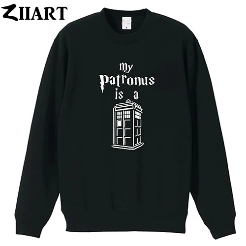 BLACK Doctor who my patrous is a Tardis police box, одежда для пар, мужская хлопковая осенне-зимняя флисовая толстовка для мальчиков - Цвет: BLACK