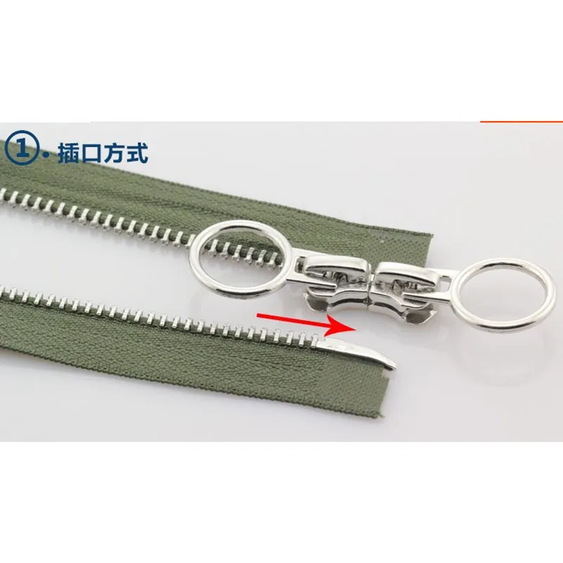 4pcs/lot 60/80/90/100/120/150cm 5# white silver copper two open end metal zipper with round sliders diy accessories880 | Дом и сад