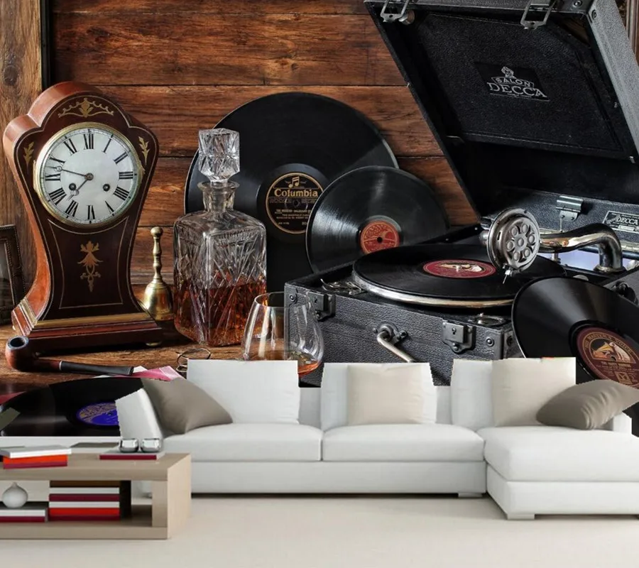 Натюрморт граммофон запись Stemware обои бар гостиная диван тв стену спальни для