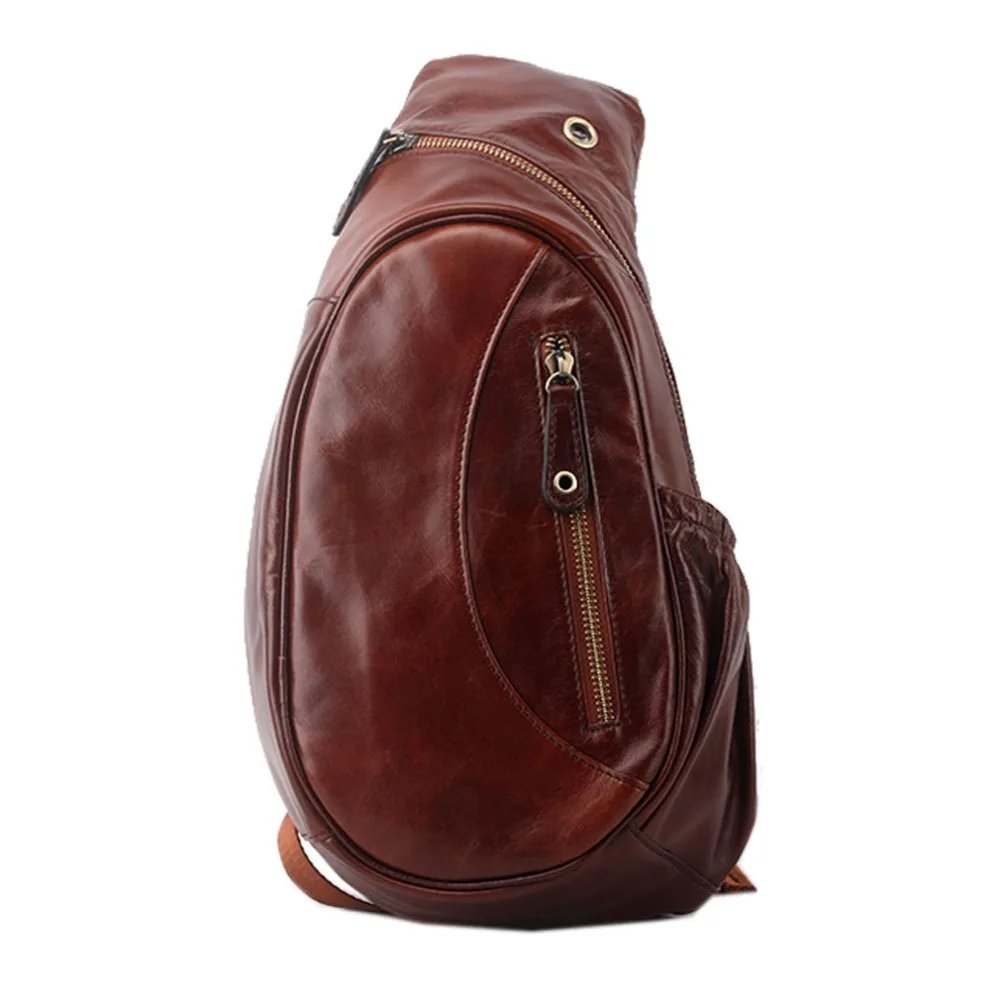 Нагрудная Сумка слинг для мужчин мессенджер из натуральной вощеной воловьей