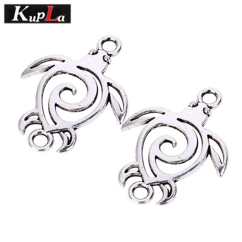 Kupla Vintage Silver Tortoise Charms Metal Lovely Animal Jewelry Connectors DIY Handmade 20pcs/lot 28*36mm C5227 | Украшения и