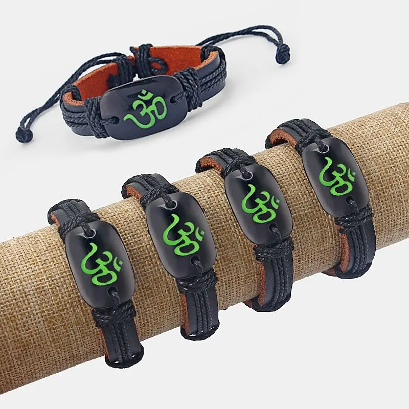 Регулируемый черный кожаный браслет 1 шт.|charm bracelets bangles|charm braceletleather wristband |